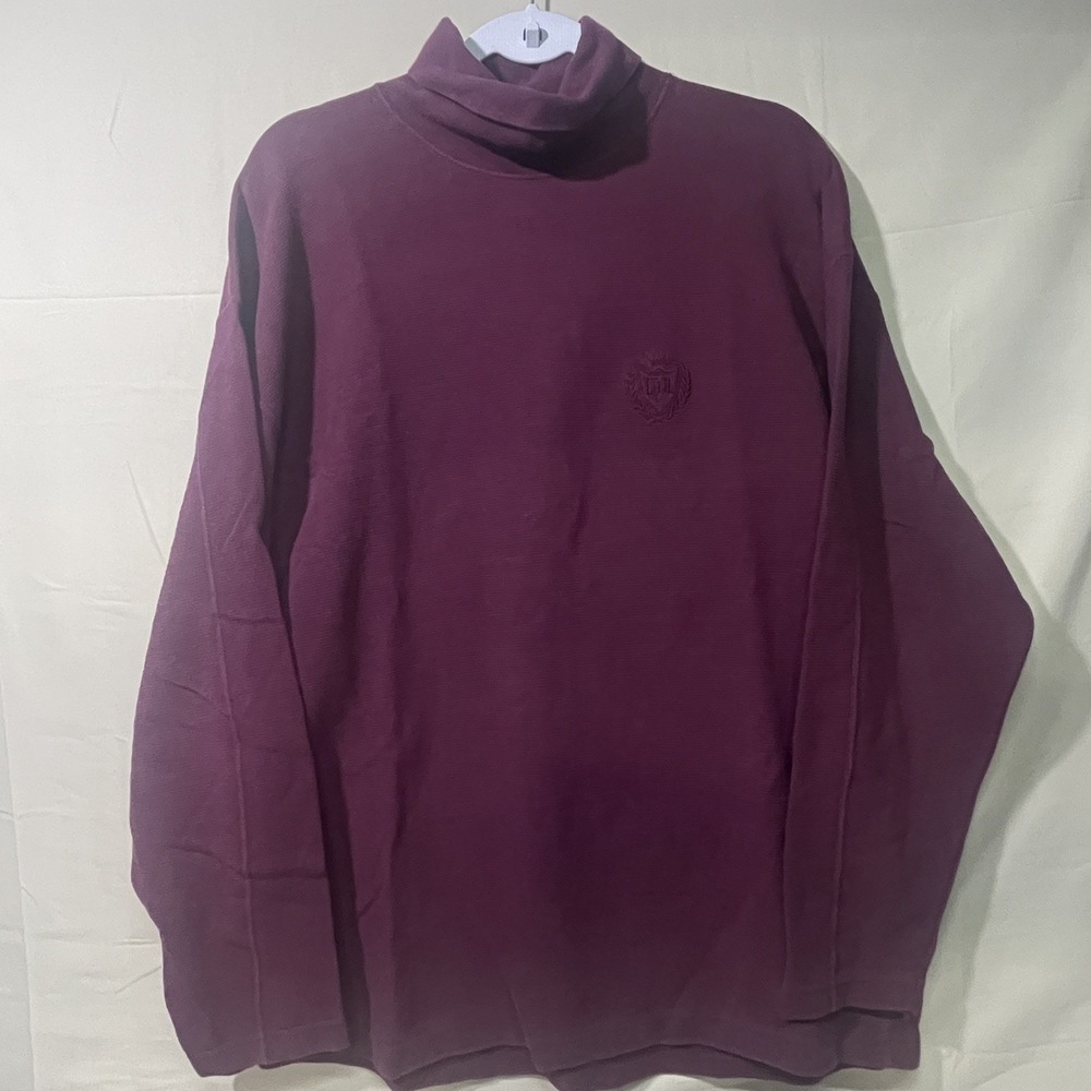 Vintage I.O.U. Maroon Long Sleeve Mock Neck Mens Size Large Preppy Y2K